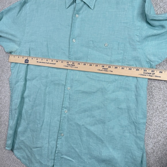 Orvis Signature Collection Blue 100% Linen Button Down Shirt Short Sleeve XL - Picture 5 of 6